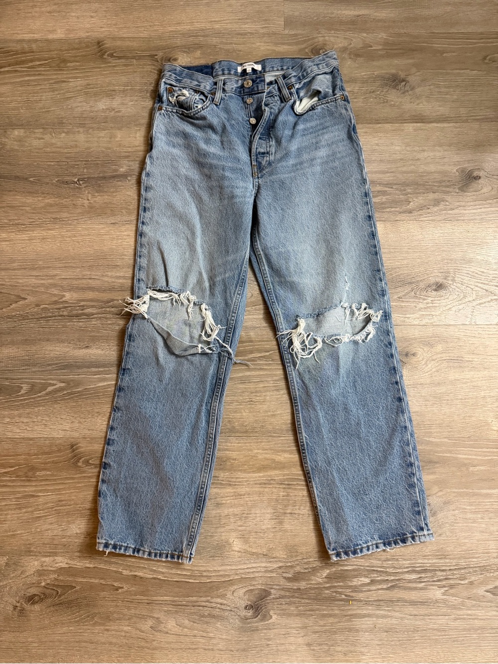 RE/DONE Originals High Rise Stove Pipe Distressed Jeans Size 27